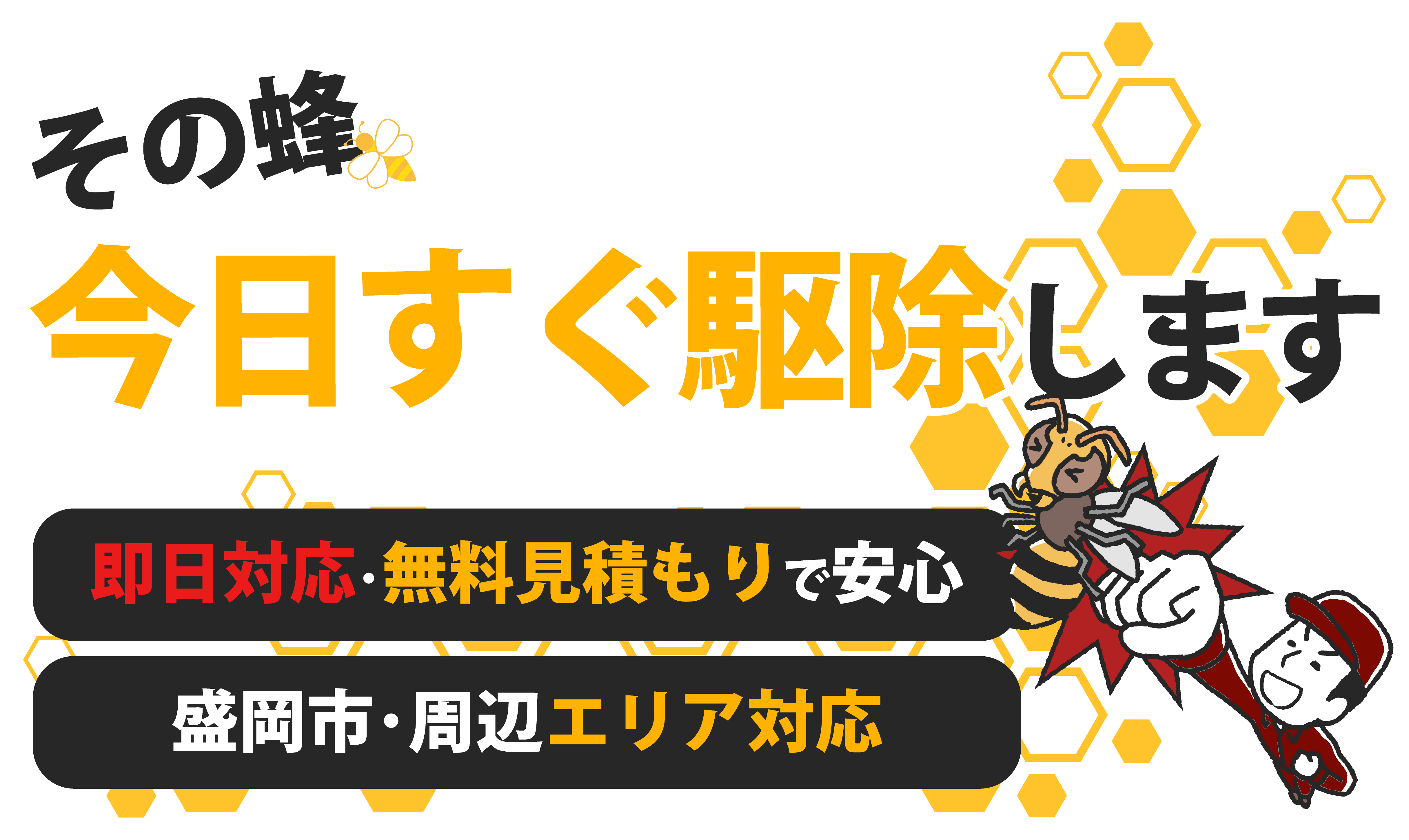 盛岡市を拠点に活動する私たちは、無料見積もり・即日対応の安い蜂駆除サービスを提供しています。